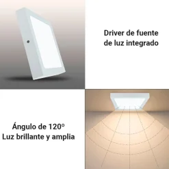 Plafón LED cuadrado de superficie 24W Alta Eficiencia