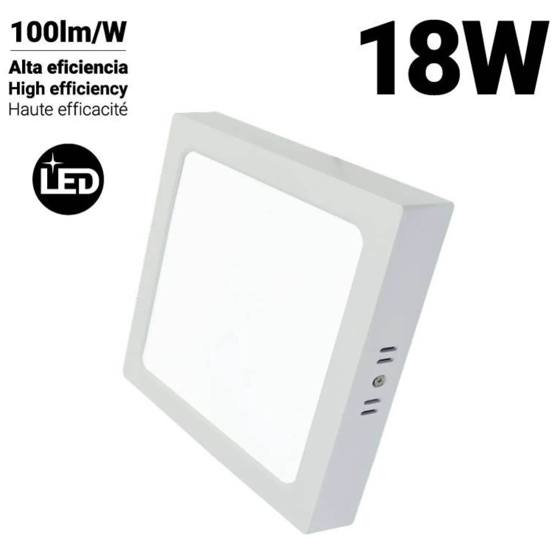 Plafón LED cuadrado 18W Alta Eficiencia
