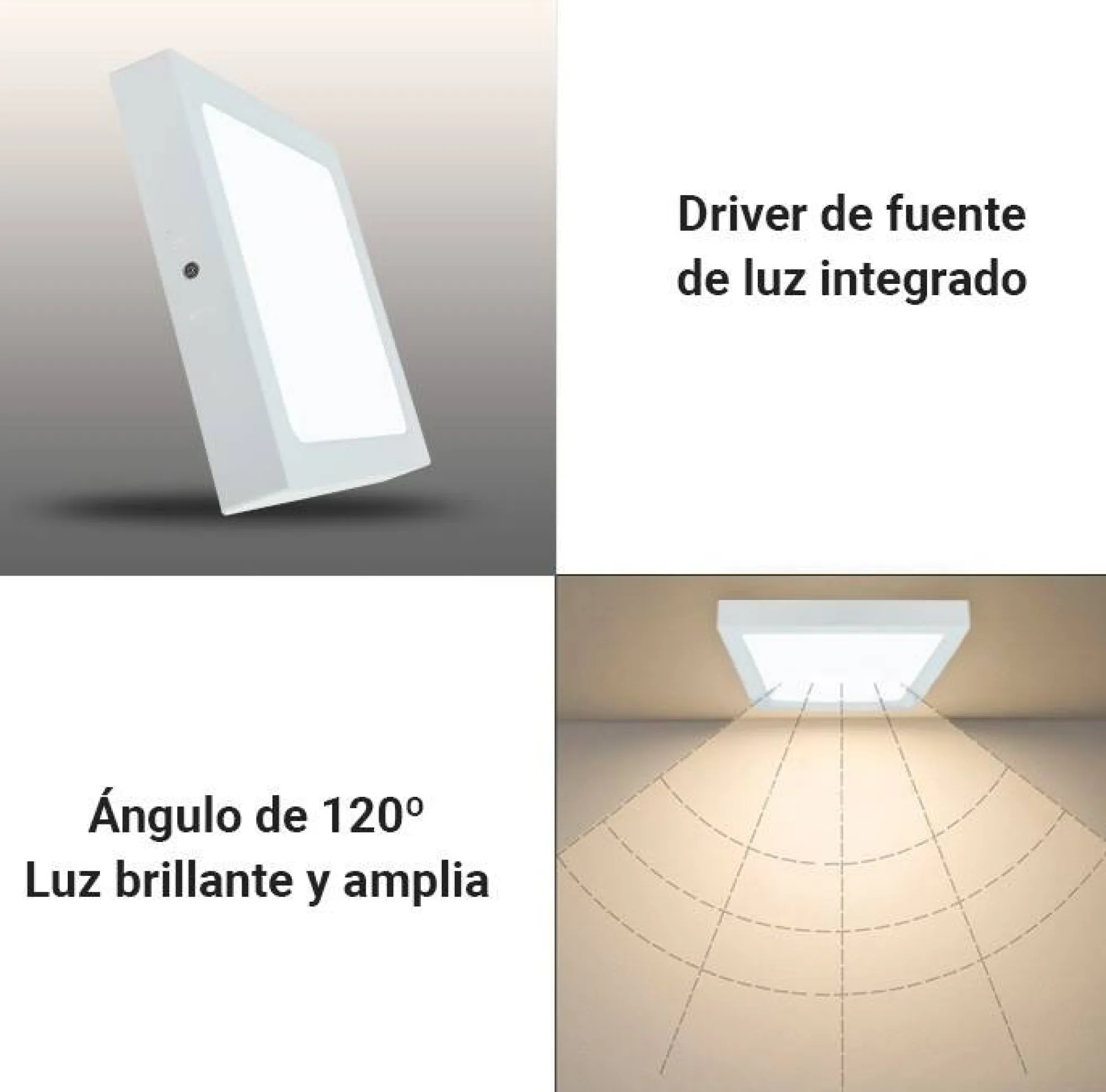 Plafón LED cuadrado 18W Alta Eficiencia