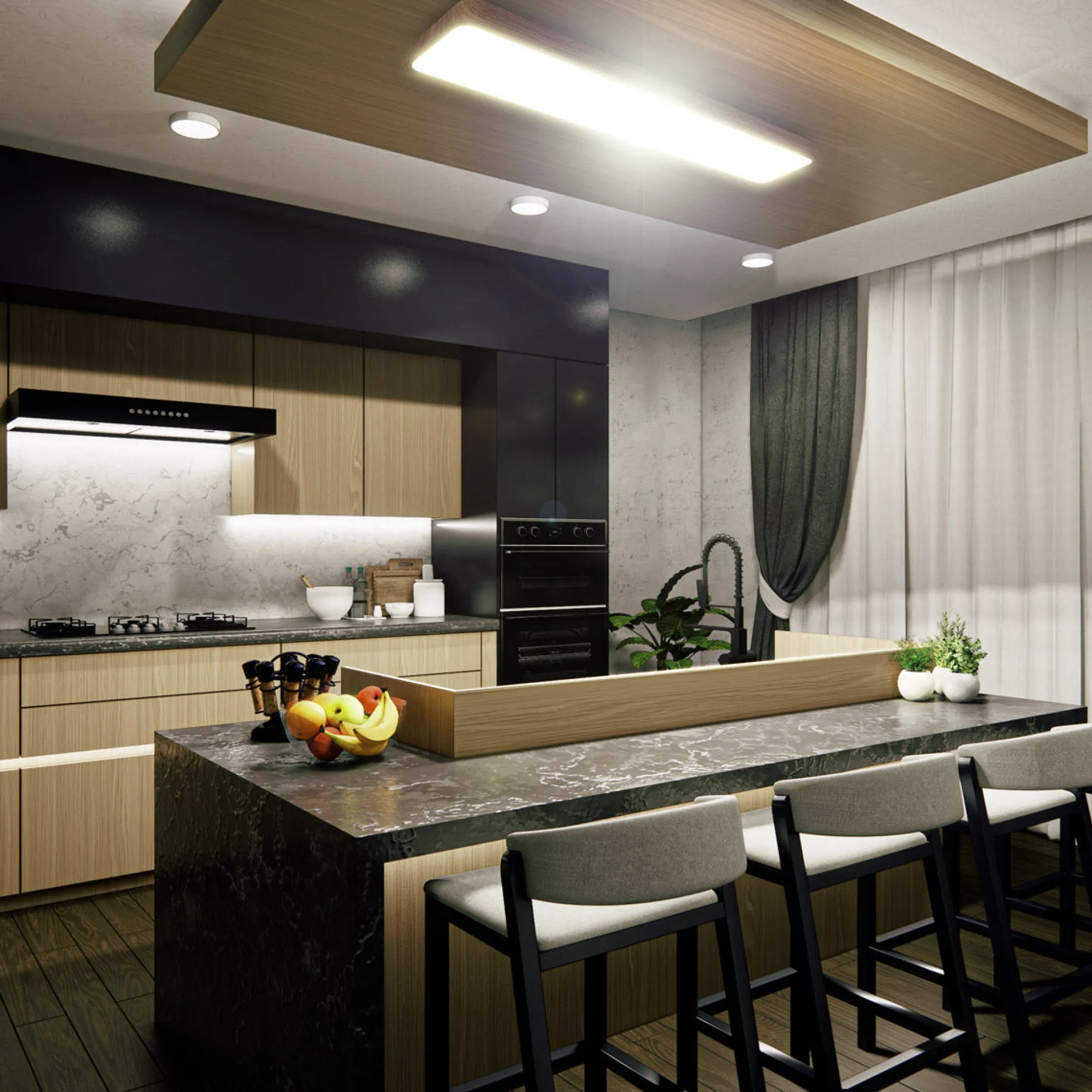 Plafón LED decorativo - Efecto madera - 36W - 4000K - 120cm - IP20