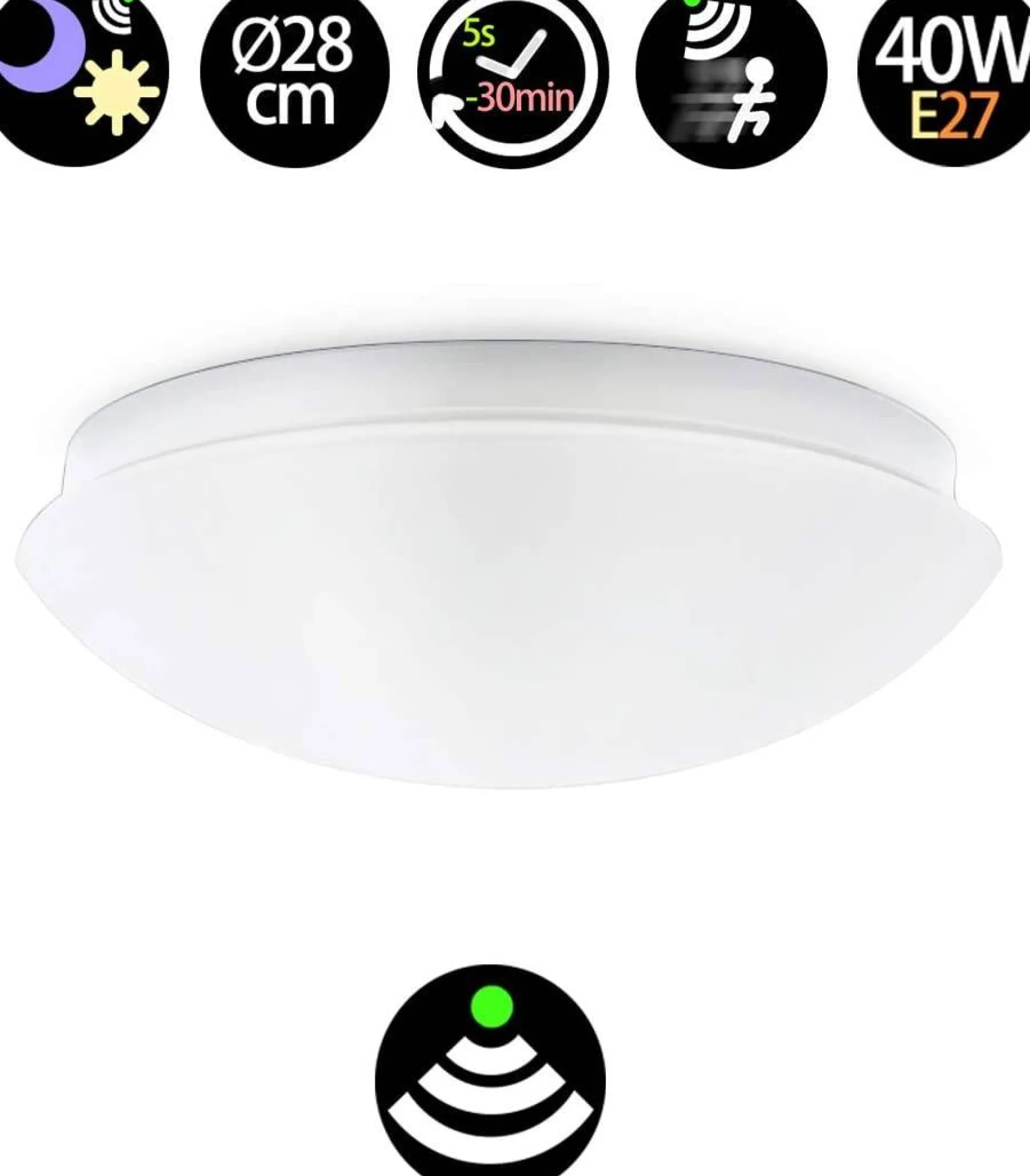 Plafón LED de superficie con sensor para bombilla E27