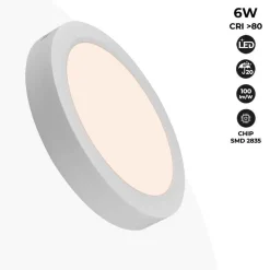 Plafón LED de superficie 6W Alta Eficiencia