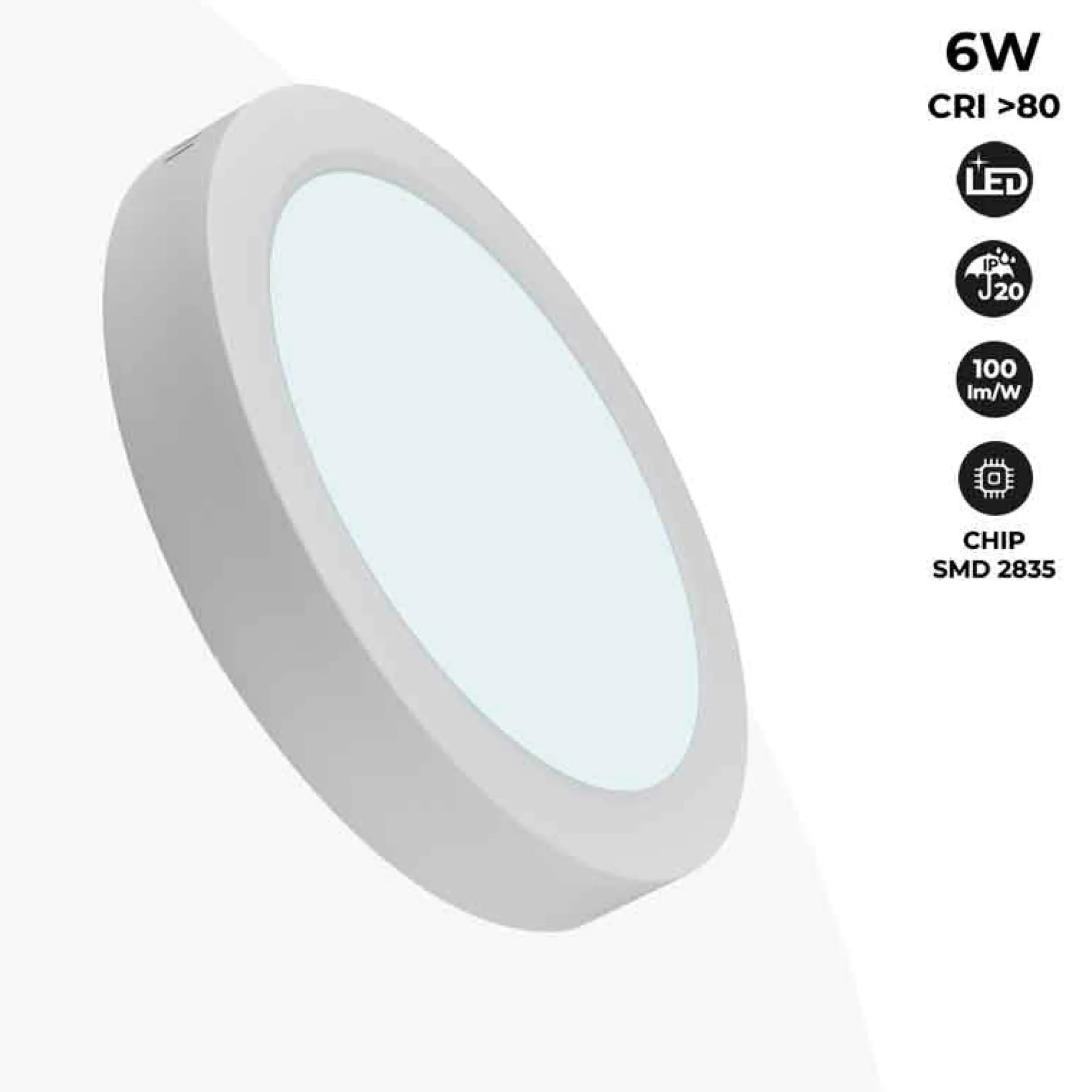 Plafón LED de superficie 6W Alta Eficiencia