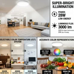 Plafón LED de techo - CCT - 28W - CRI80 - IP20