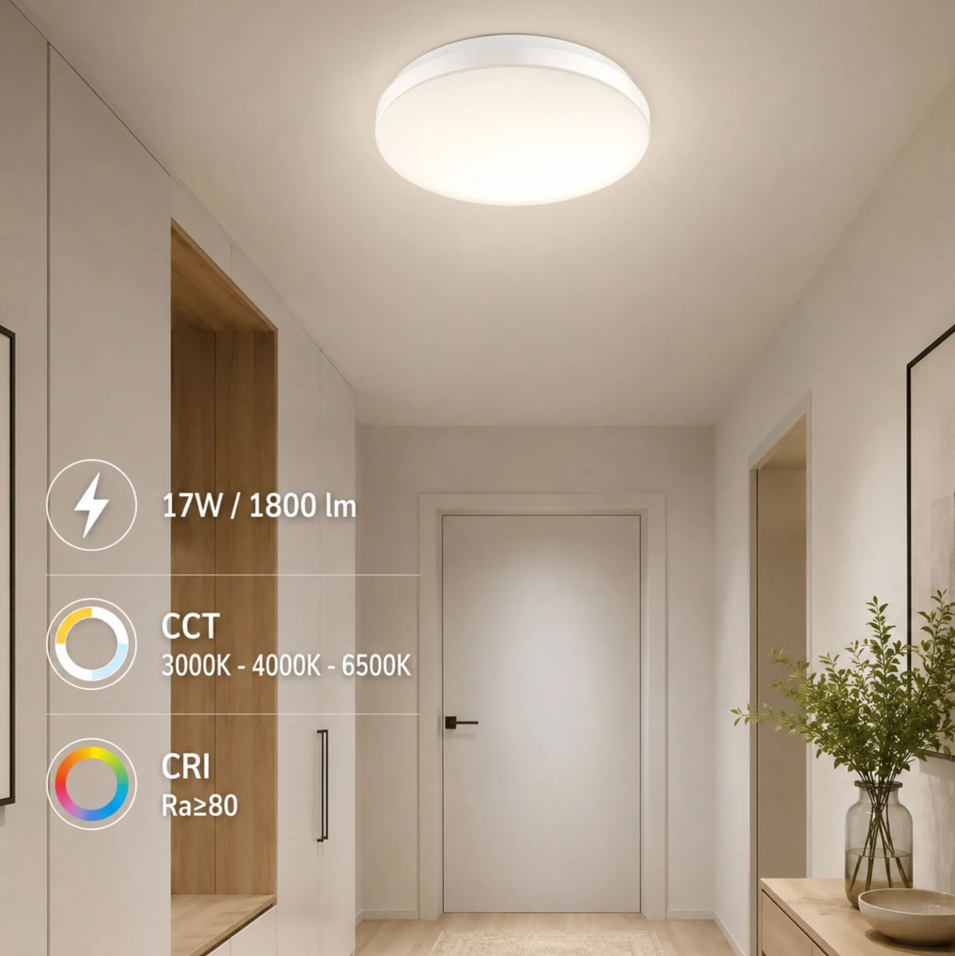 Plafón LED de techo - CCT - 17W - CRI80 - IP20