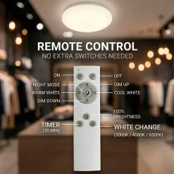 Plafón LED de techo con mando a distancia - CCT - 17W - CRI80 - IP20