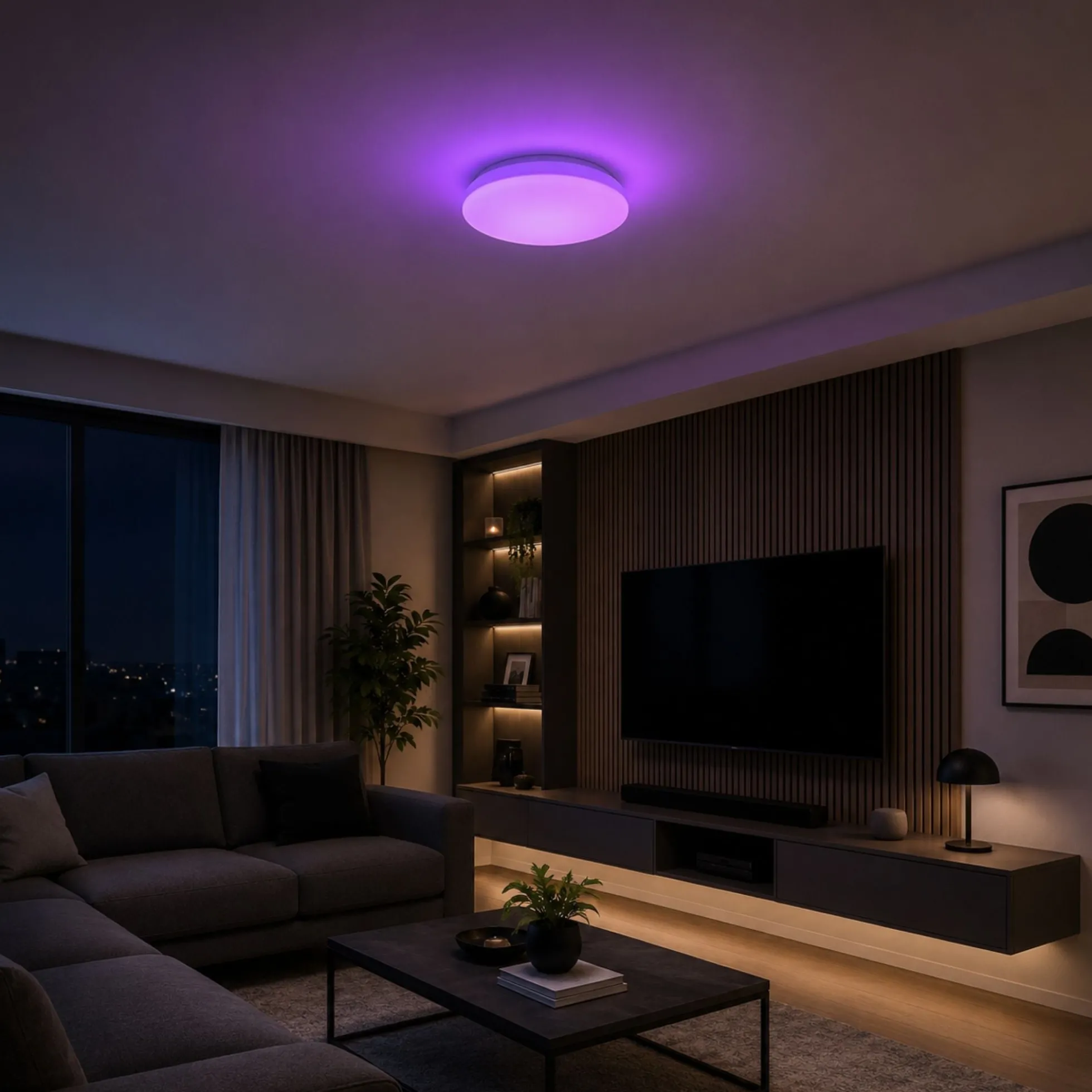 Plafón LED de techo con mando a distancia - RGB + CCT - 23W - CRI80 - IP20