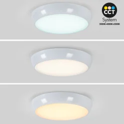 Plafón LED de techo estanco con sensor de movimiento + Luz de emergencia - CCT - Potencia ajustable 12W-16W - Ø31cm - IP65