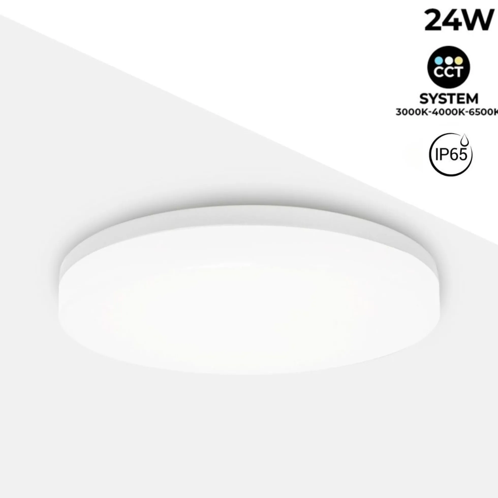 Plafón LED estanco circular blanco 24W CCT - 2400lm - IP65