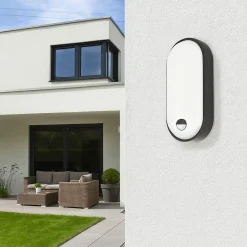 Plafón LED exterior ovalado con sensor PIR - 15W - CCT - IP65