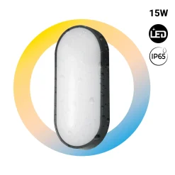 Plafón LED exterior ovalado - 15W - CCT - 1500lm - IP65