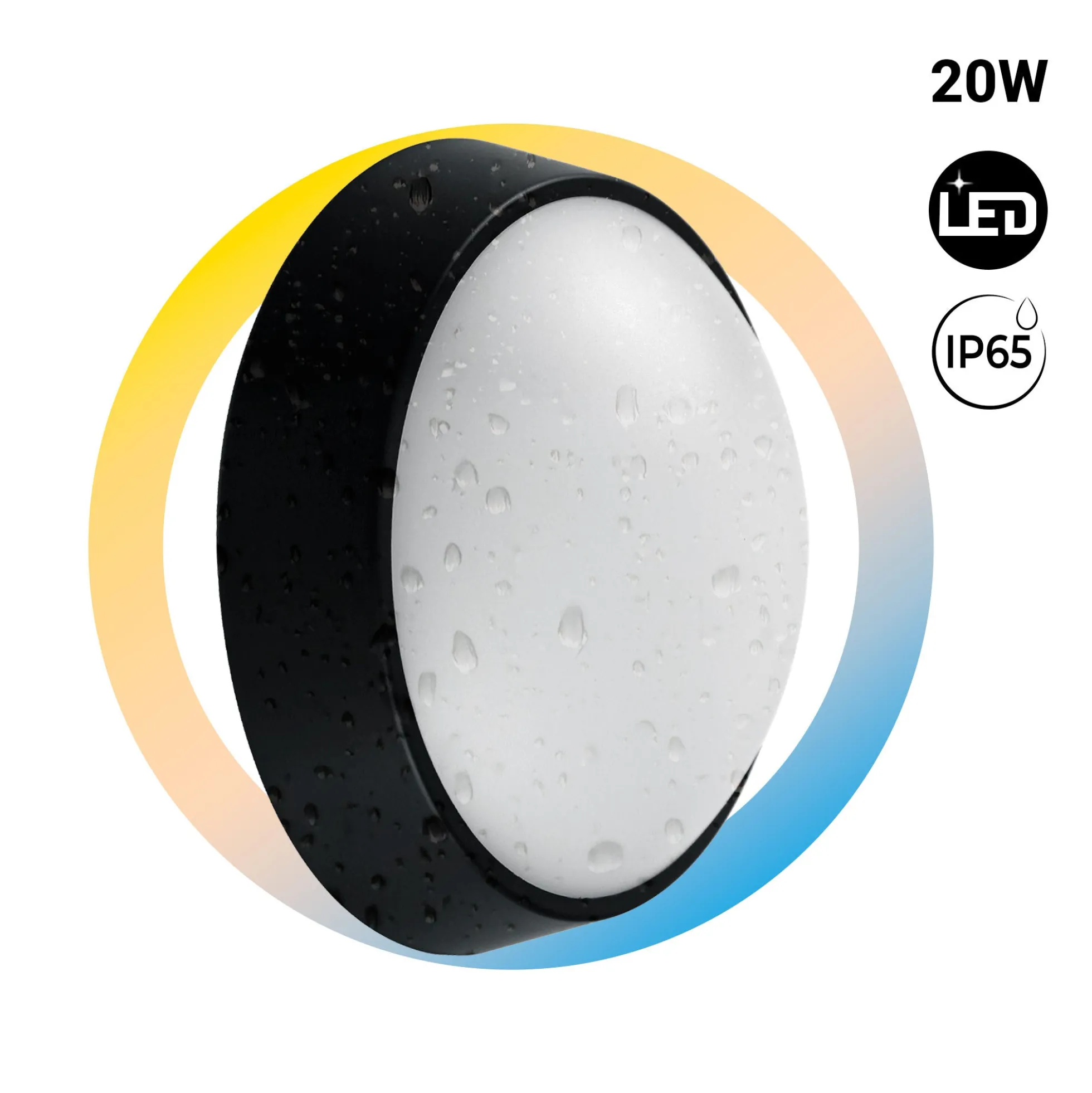 Plafón LED exterior redondo - 20W - CCT - 1800lm - IP65