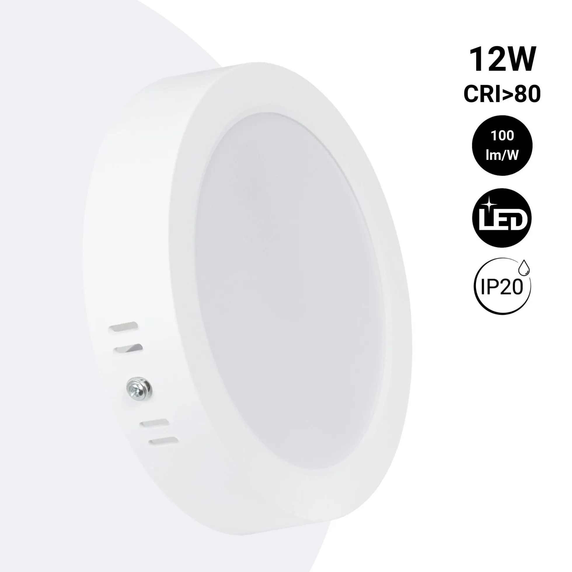 Plafón LED redondo de superficie - 12W - Alta Eficiencia