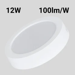 Plafón LED redondo de superficie - 12W - Alta Eficiencia