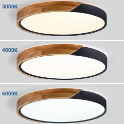 Plafón LED techo CCT 36W - Madera y Policarbonato- ø50cm - IP22