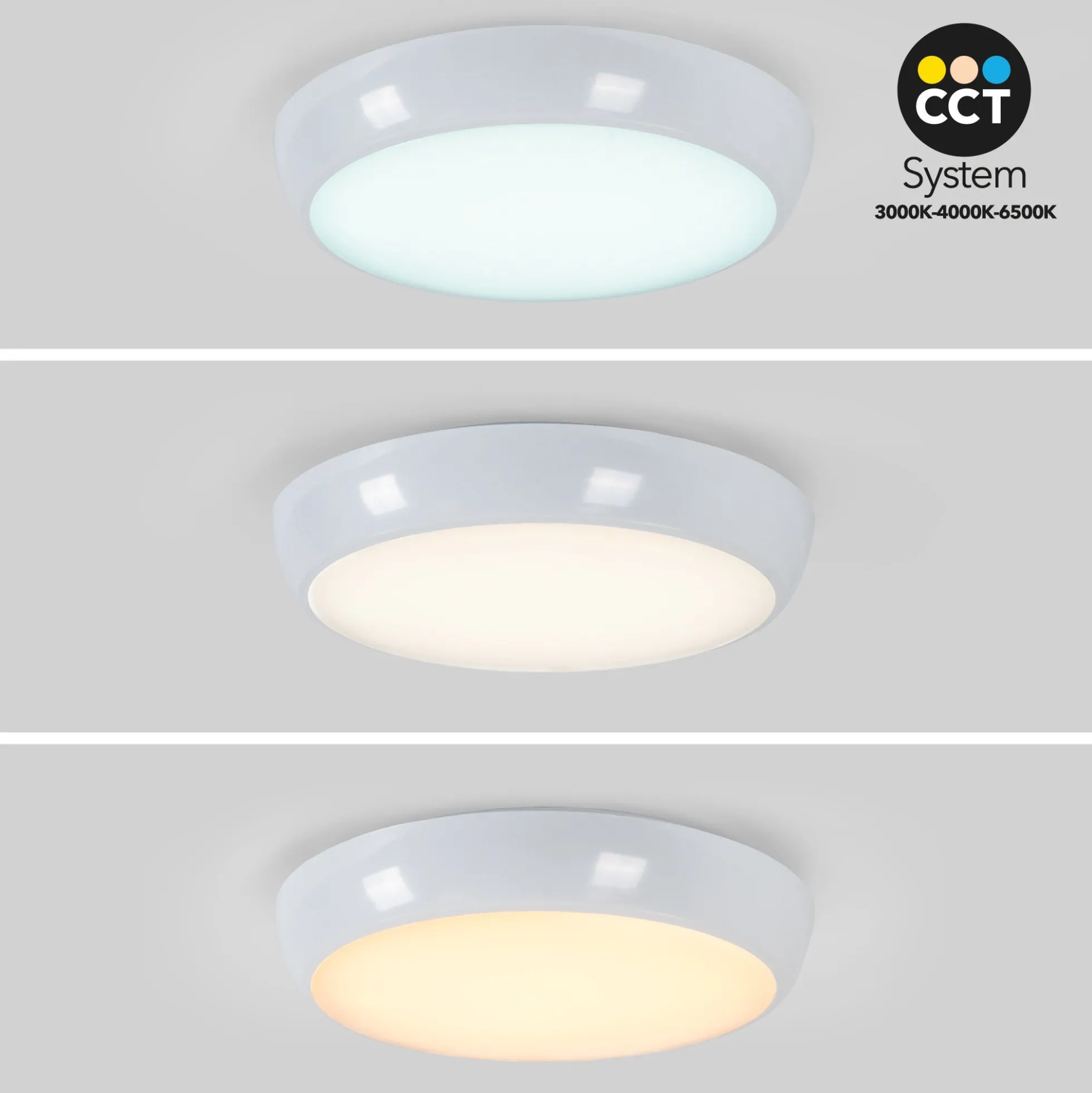 Plafón LED techo estanco / Luz de emergencia - CCT - Potencia ajustable 12W-16W - Ø31cm - IP65