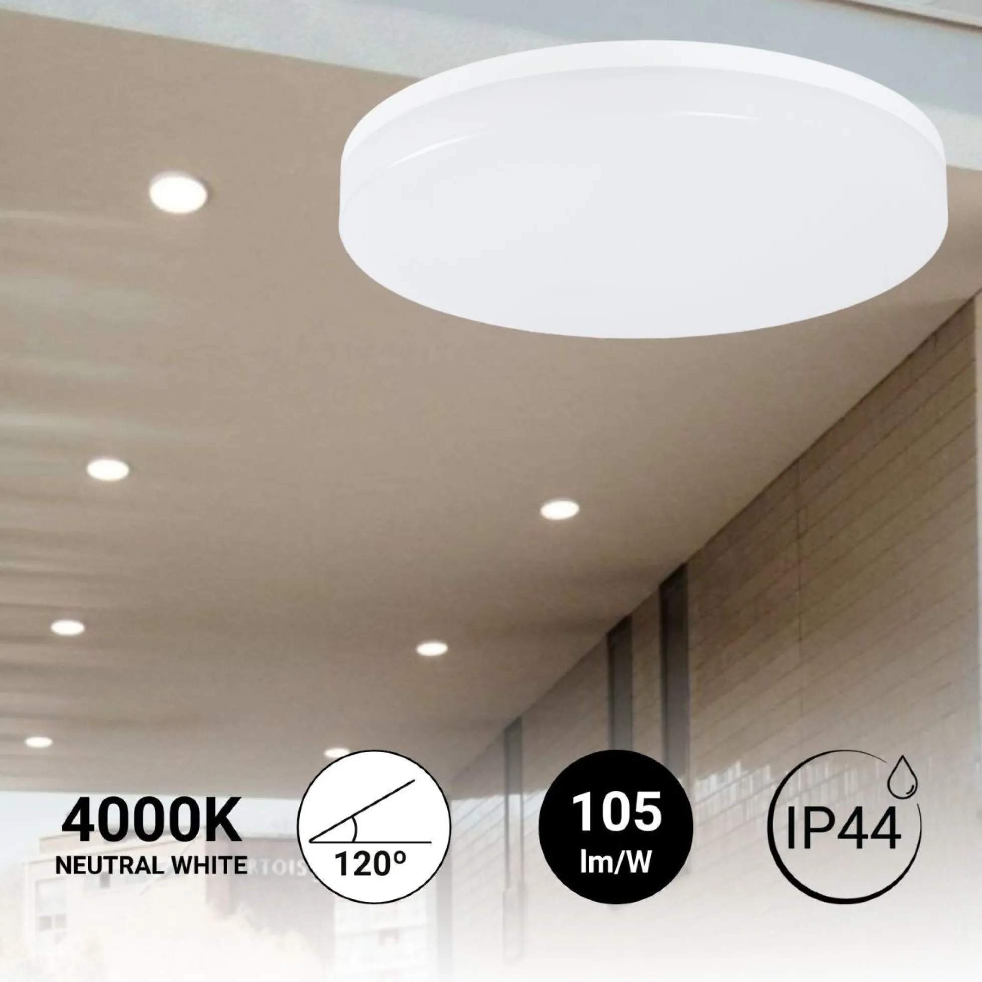 Plafón LED techo 18W - IP44 - Ø26 cm