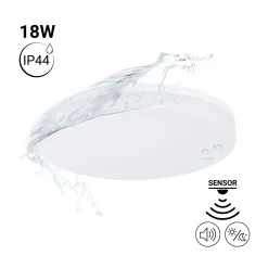Plafón LED techo 18W - Sensor de sonido + sensor crepuscular - IP44 - Ø26 cm