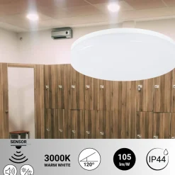 Plafón LED techo 18W - Sensor de sonido + sensor crepuscular - IP44 - Ø26 cm