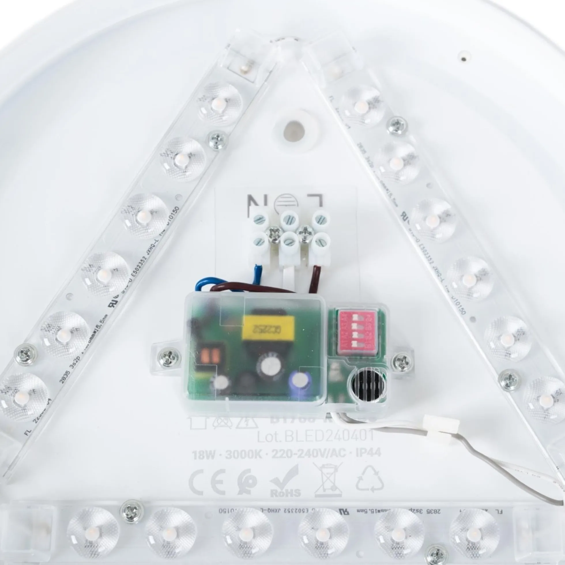 Plafón LED techo 18W - Sensor de sonido + sensor crepuscular - IP44 - Ø26 cm