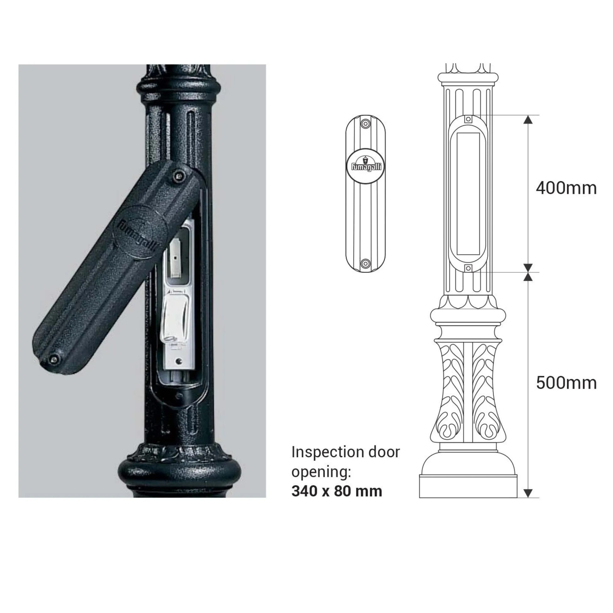 Poste de luz exterior doble Farola "TOBIA" Fumagalli - CCT - 2 x 30W - 8 opciones - E27