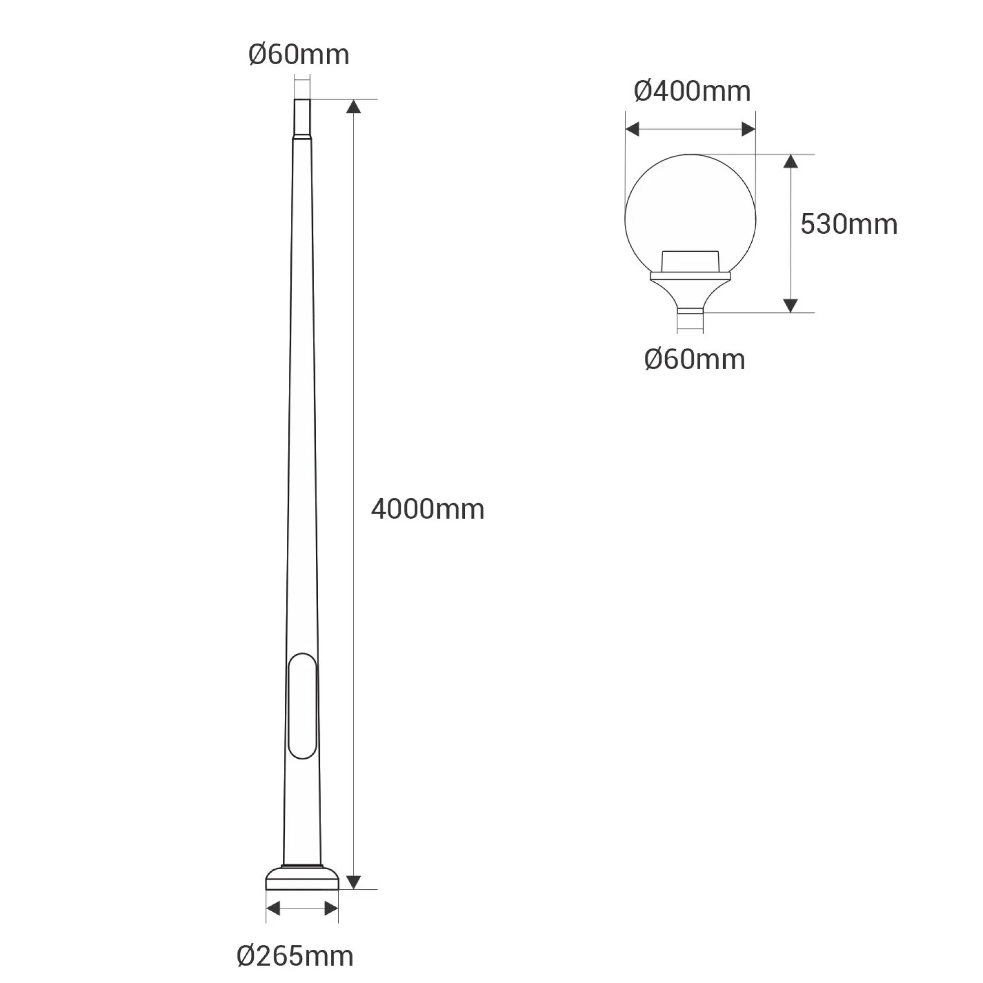 Poste de luz exterior "GLOBE 400 MODERN" Fumagalli - 4 opciones - E27