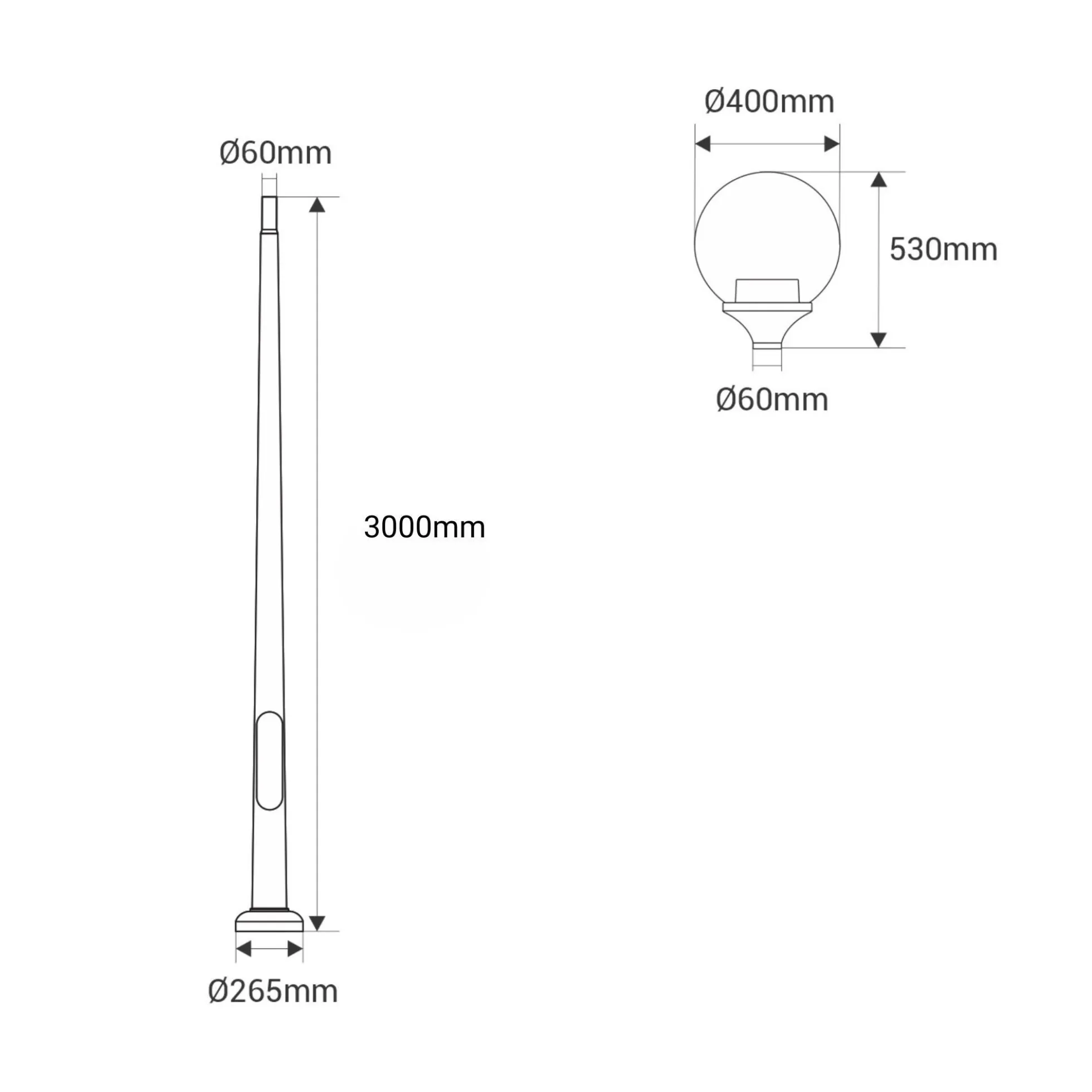 Poste de luz exterior "GLOBE 400 MODERN" Fumagalli - 4 opciones - E27