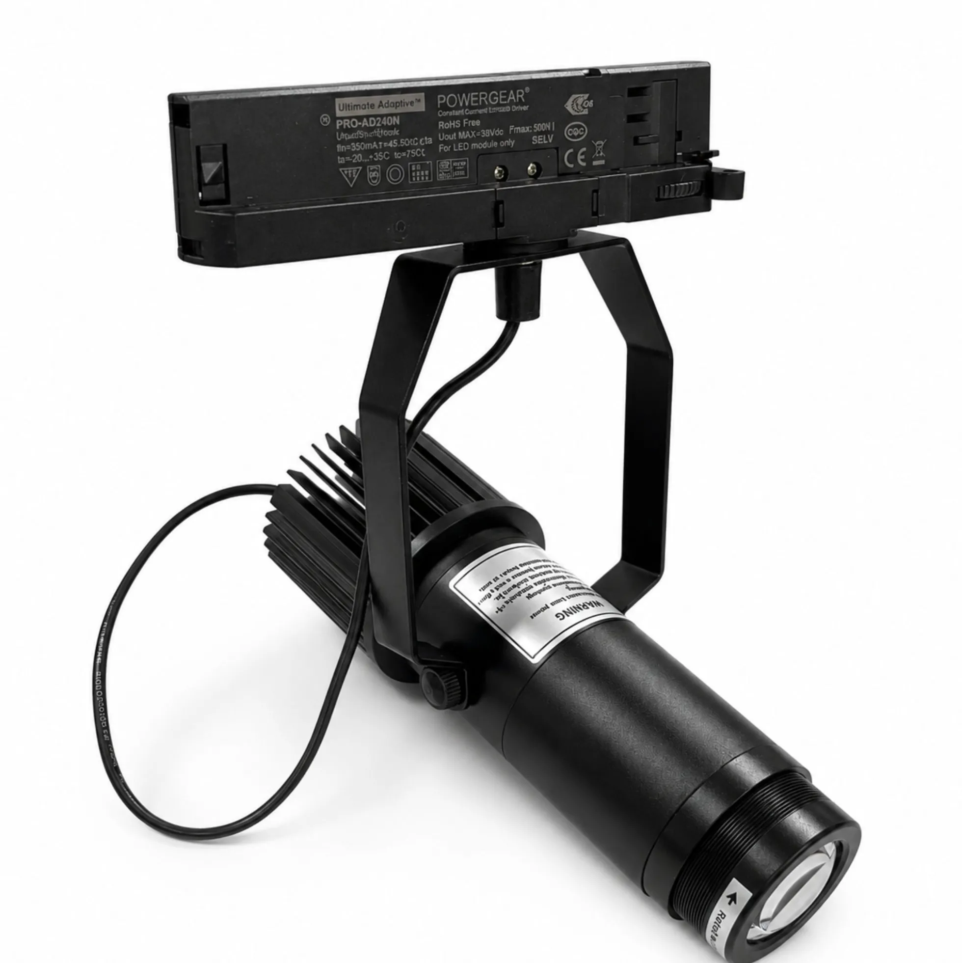 Proyector de logos LED GOBO para carril trifásico interior - 15W - Óptica 20° - IP20