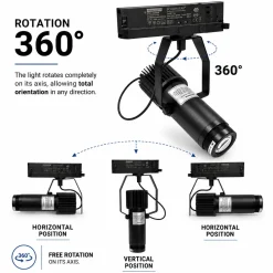 Proyector de logos LED GOBO para carril trifásico interior - 15W - Óptica 20° - IP20