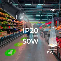 Proyector de logos LED GOBO 50W fijo interior - Óptica 20° -  IP20