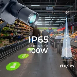 Proyector de logos LED GOBO 100W - Óptica 9° - Exterior - Rotativo