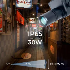 Proyector de logos LED GOBO 30W - Óptica 9° - Exterior - Rotativo