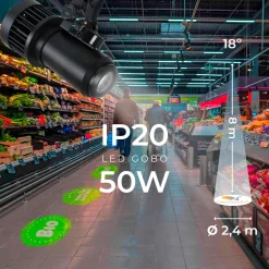 Proyector de logos LED GOBO 50W rotativo interior - Óptica 18° - IP20