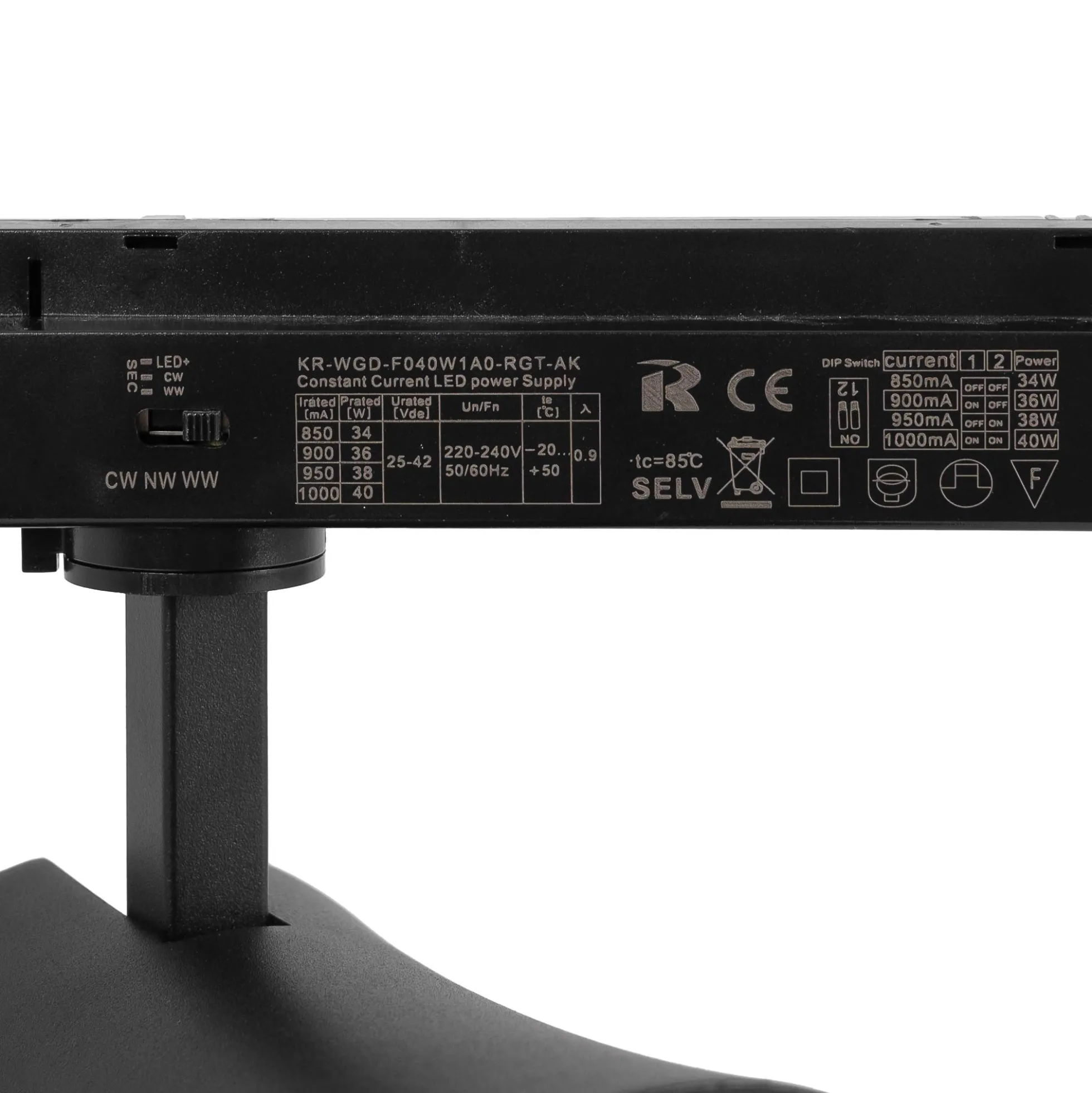 Proyector LED arquitectónico para carril monofásico CCT - 40W - CRI 90