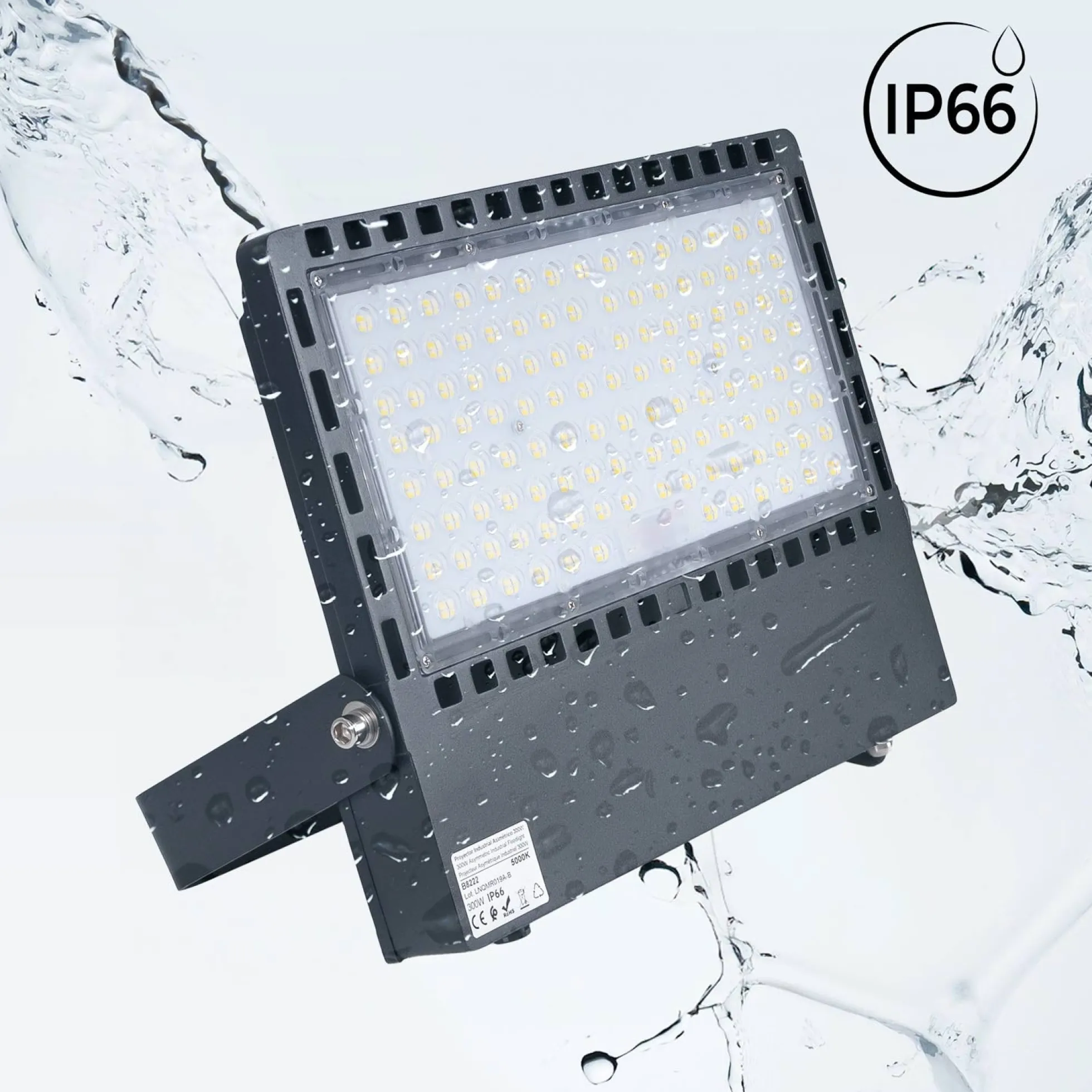 Proyector LED asimétrico exterior 300W - 140lm/W- IP66