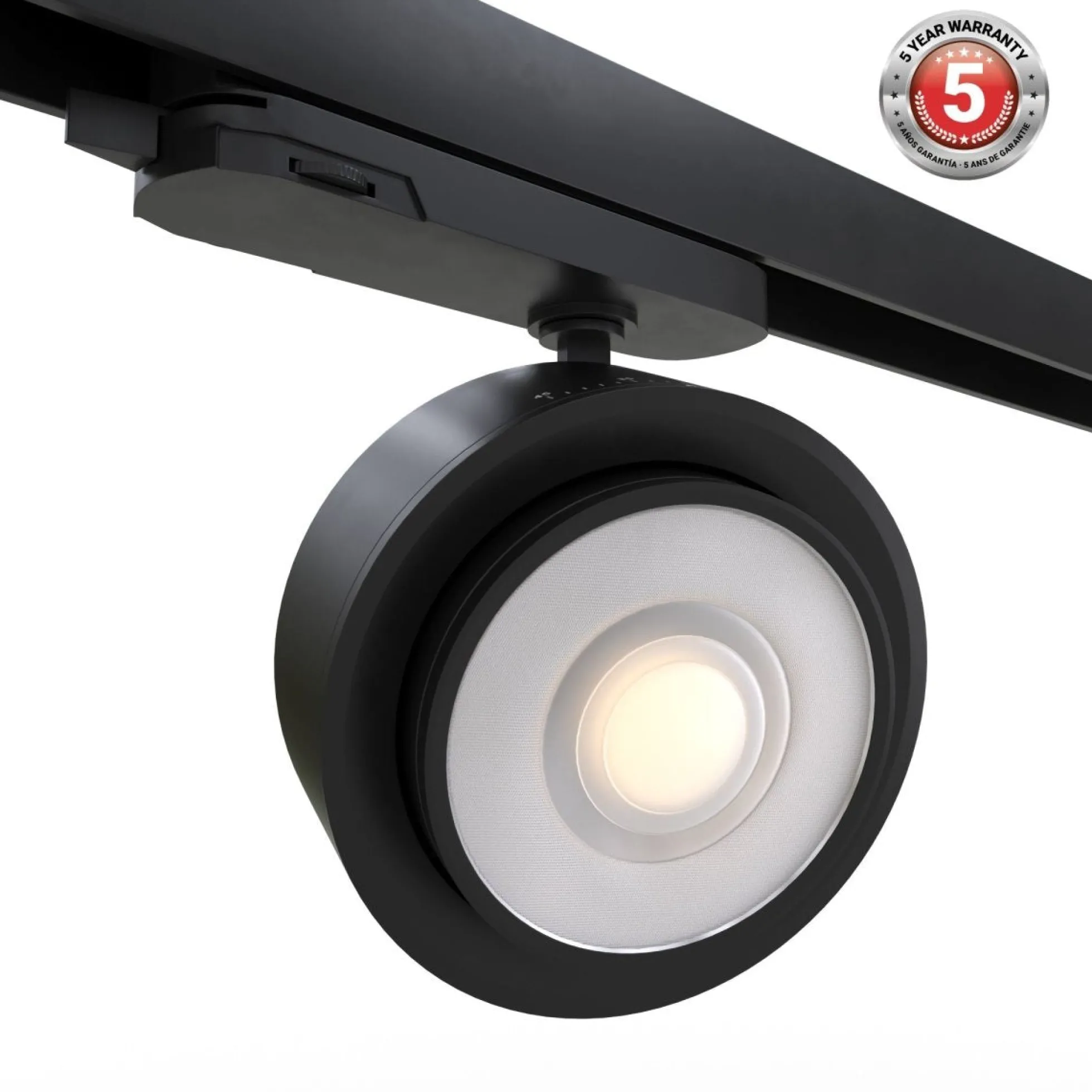 Proyector LED circular para carril trifásico 35W - ZOOM 15º- 45º - 4000K - CRI 90