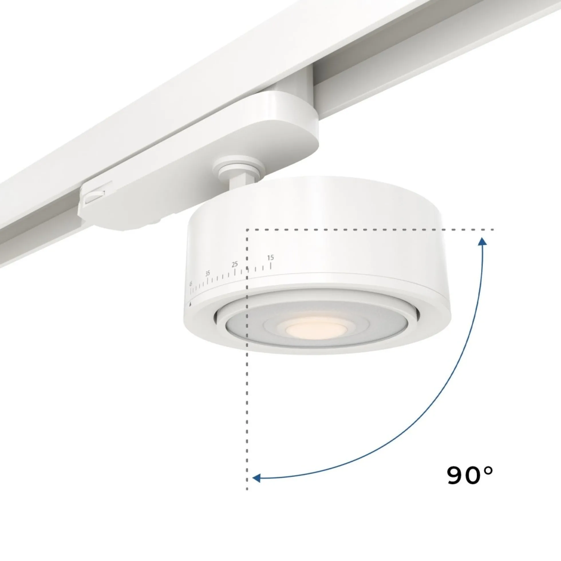 Proyector LED circular para carril trifásico 35W - ZOOM 15º- 45º - 4000K - CRI 90