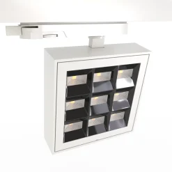 Proyector LED cuadrado para carril trifásico - Potencia ajustable: 12-42W - 4000K - CRI 90 - Ángulo 35° x 70°