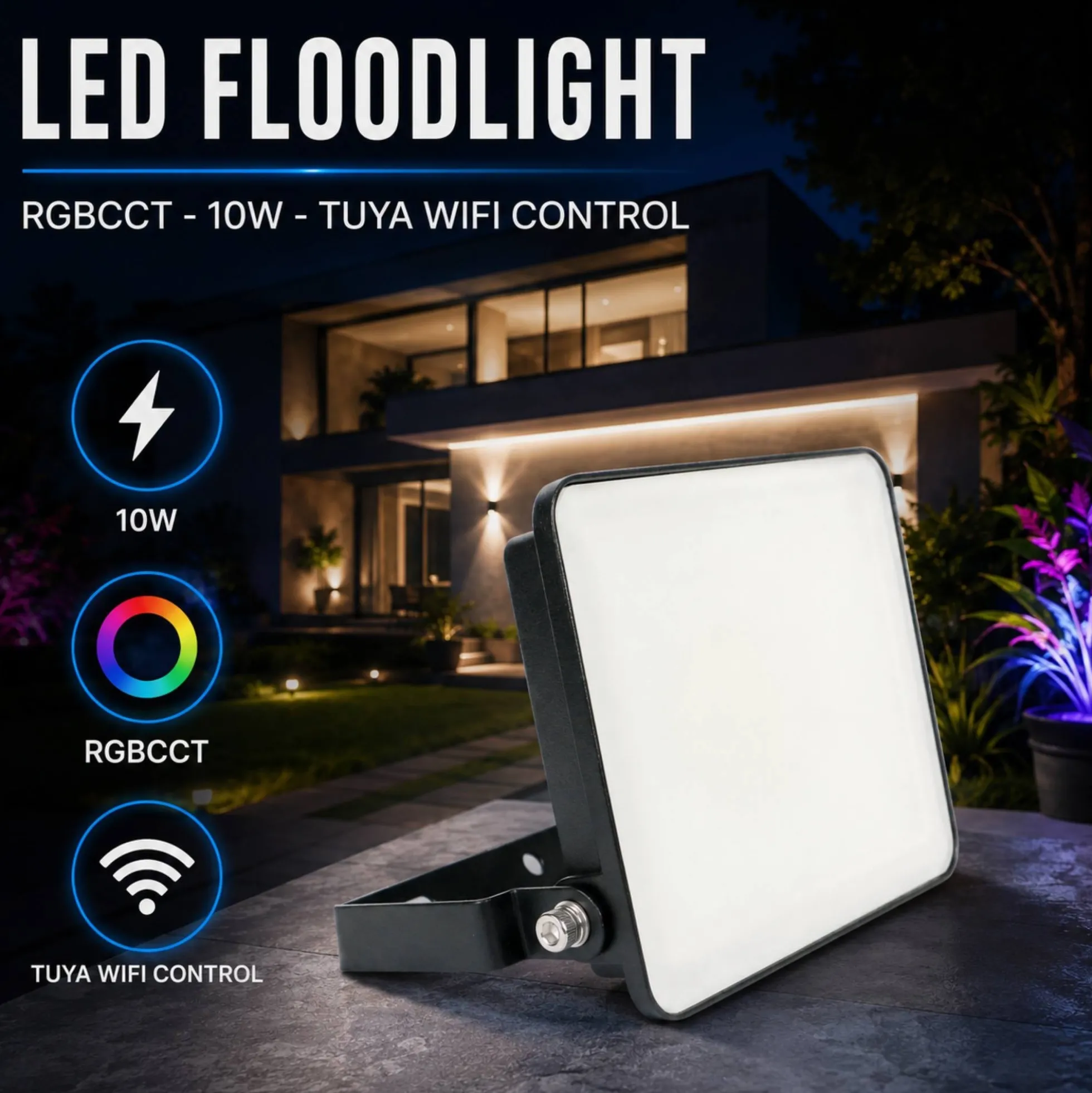 Proyector LED de exterior - RGBCCT - 10W - control WIFI/TUYA APP - IP65