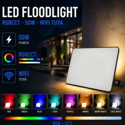 Proyector LED de exterior - RGBCCT - 50W - control WIFI/TUYA APP - IP65