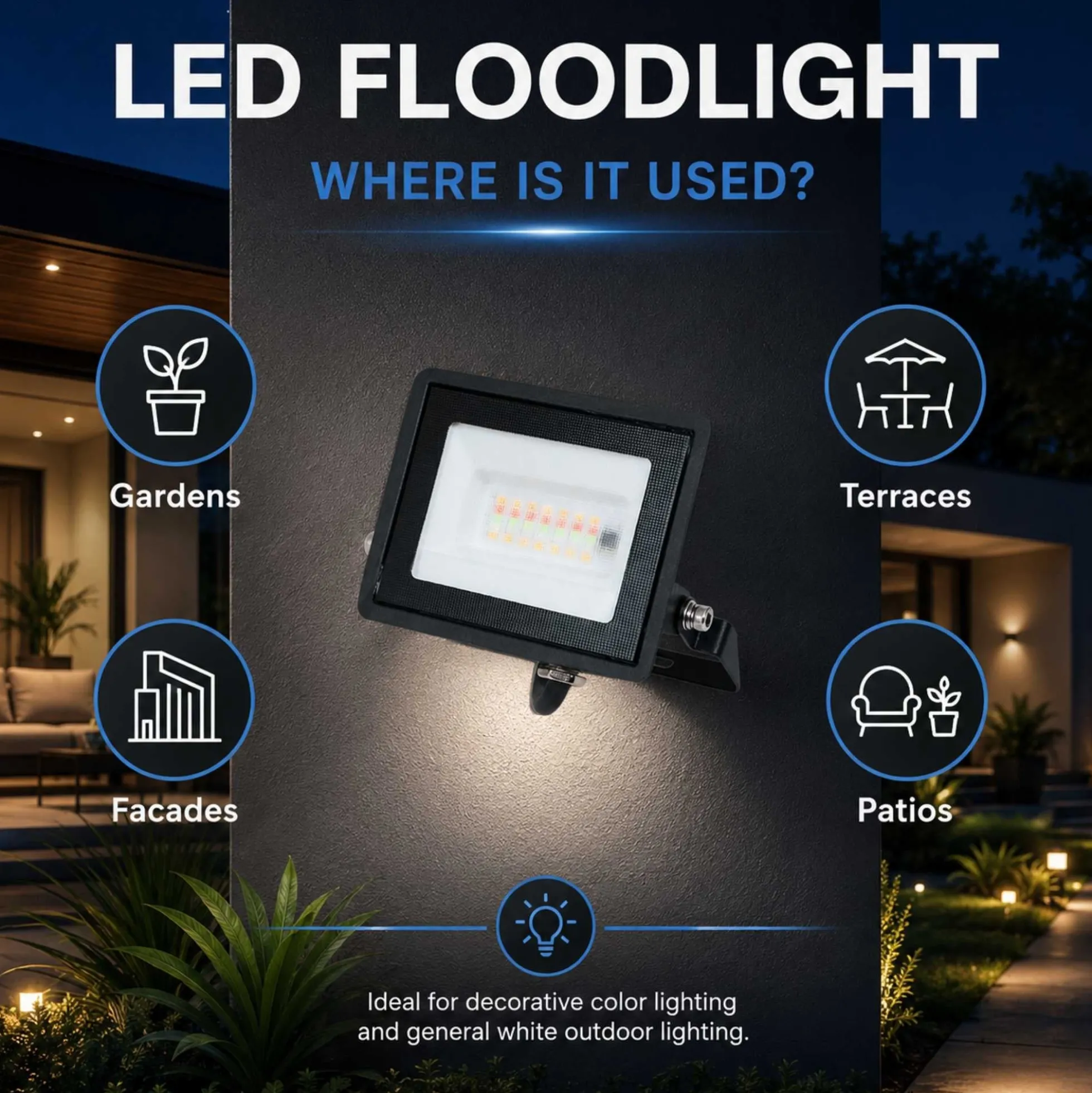 Proyector LED de exterior - RGBCW - 10W - mando a distancia IR - IP65