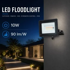 Proyector LED de exterior - RGBCW - 10W - mando a distancia IR - IP65