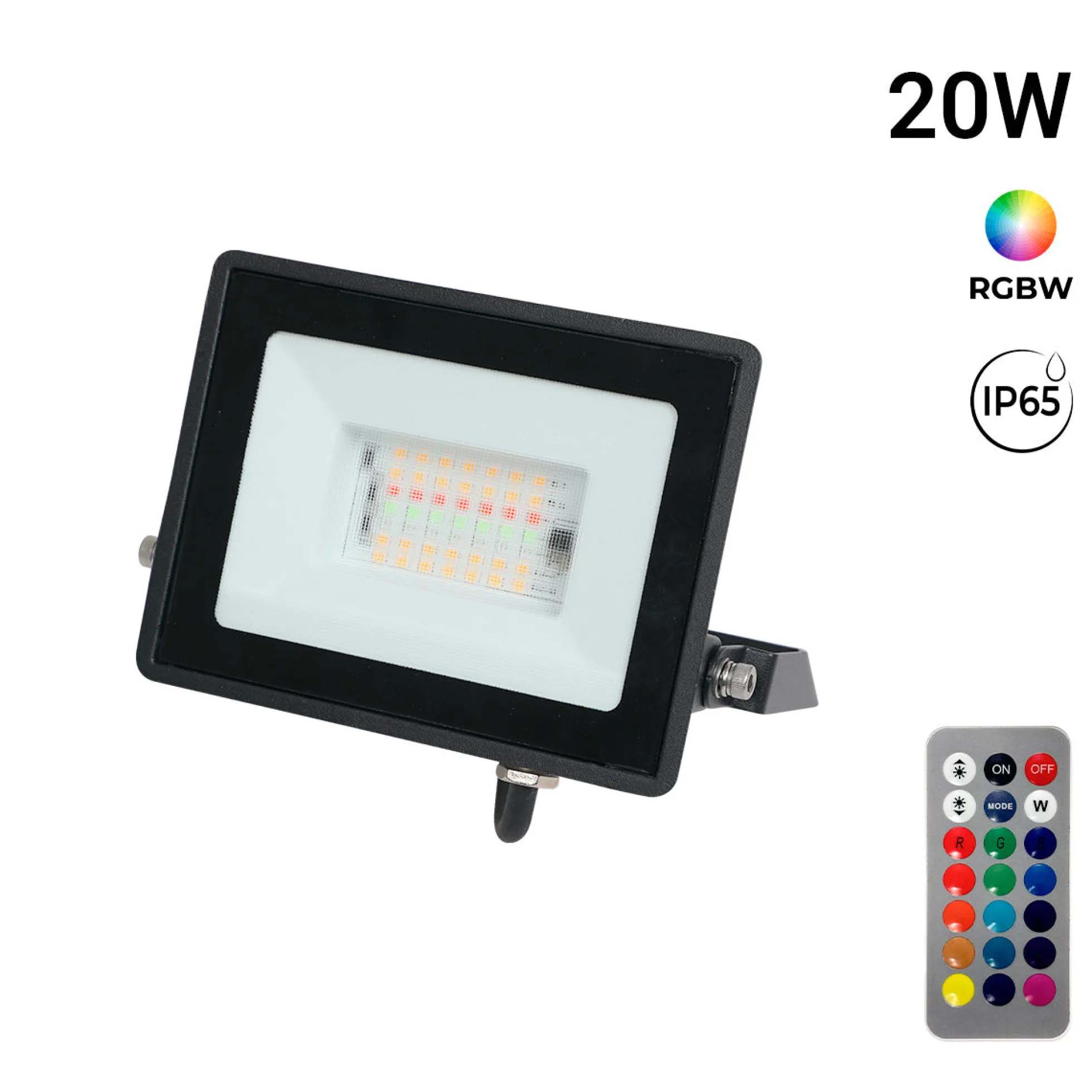 Proyector LED de exterior - RGBCW - 20W - mando a distancia IR - IP65