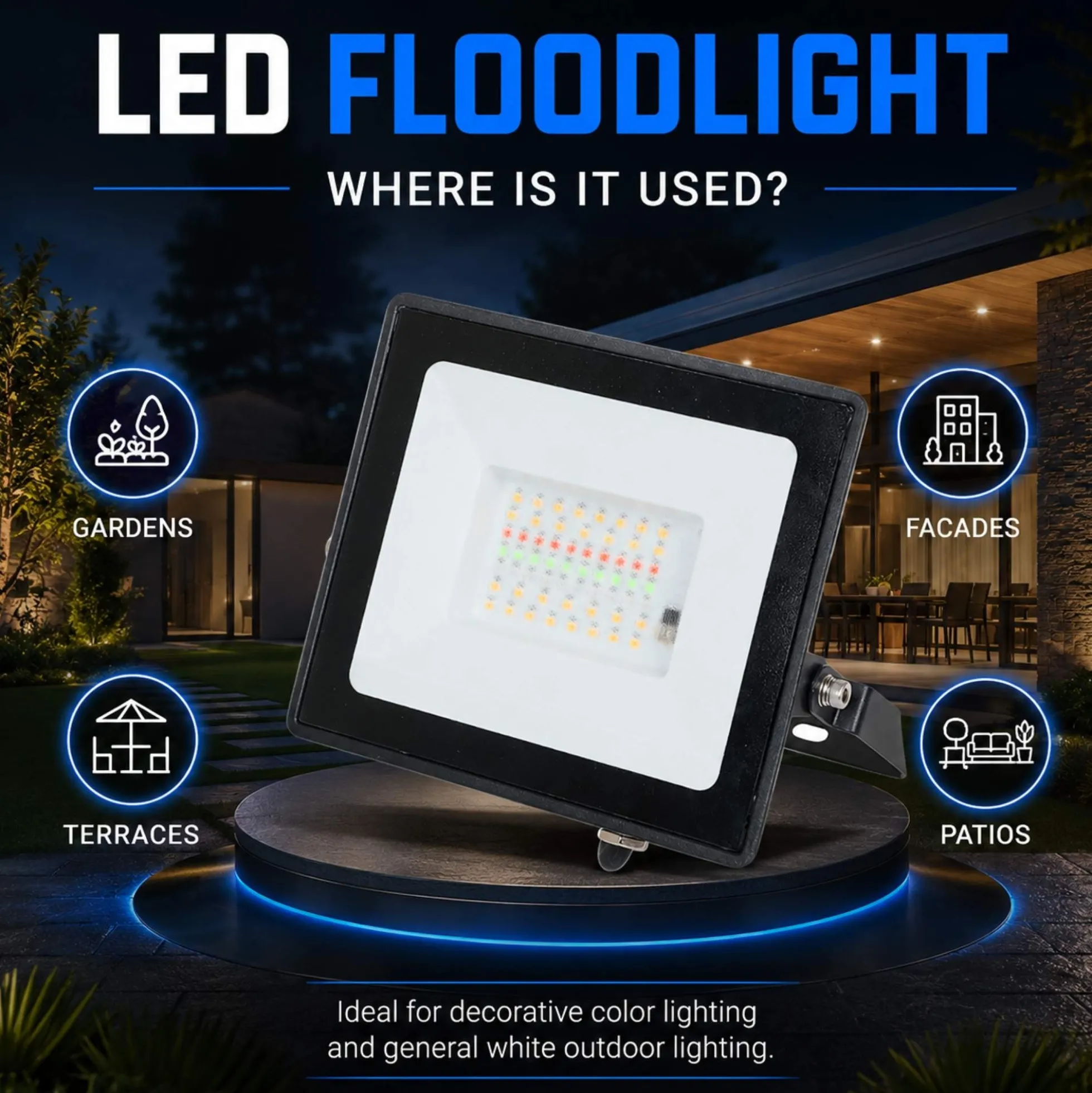 Proyector LED de exterior - RGBCW - 30W - mando a distancia IR - IP65
