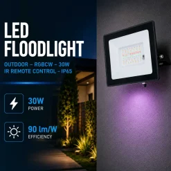 Proyector LED de exterior - RGBCW - 30W - mando a distancia IR - IP65