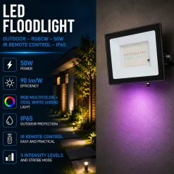 Proyector LED de exterior - RGBCW - 50W - mando a distancia IR - IP65