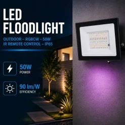 Proyector LED de exterior - RGBCW - 50W - mando a distancia IR - IP65