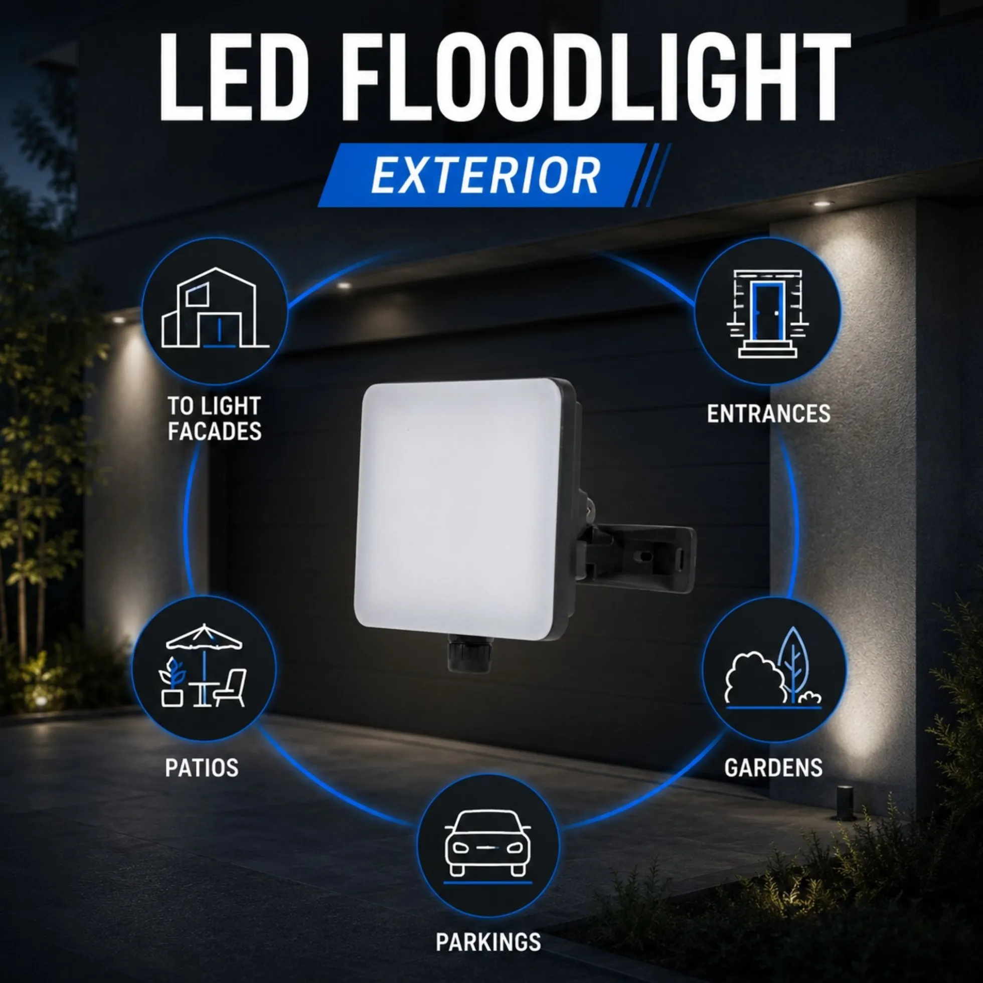 Proyector LED de exterior - 20W - 100 lm/W - Sensor Series - Negro - IP65
