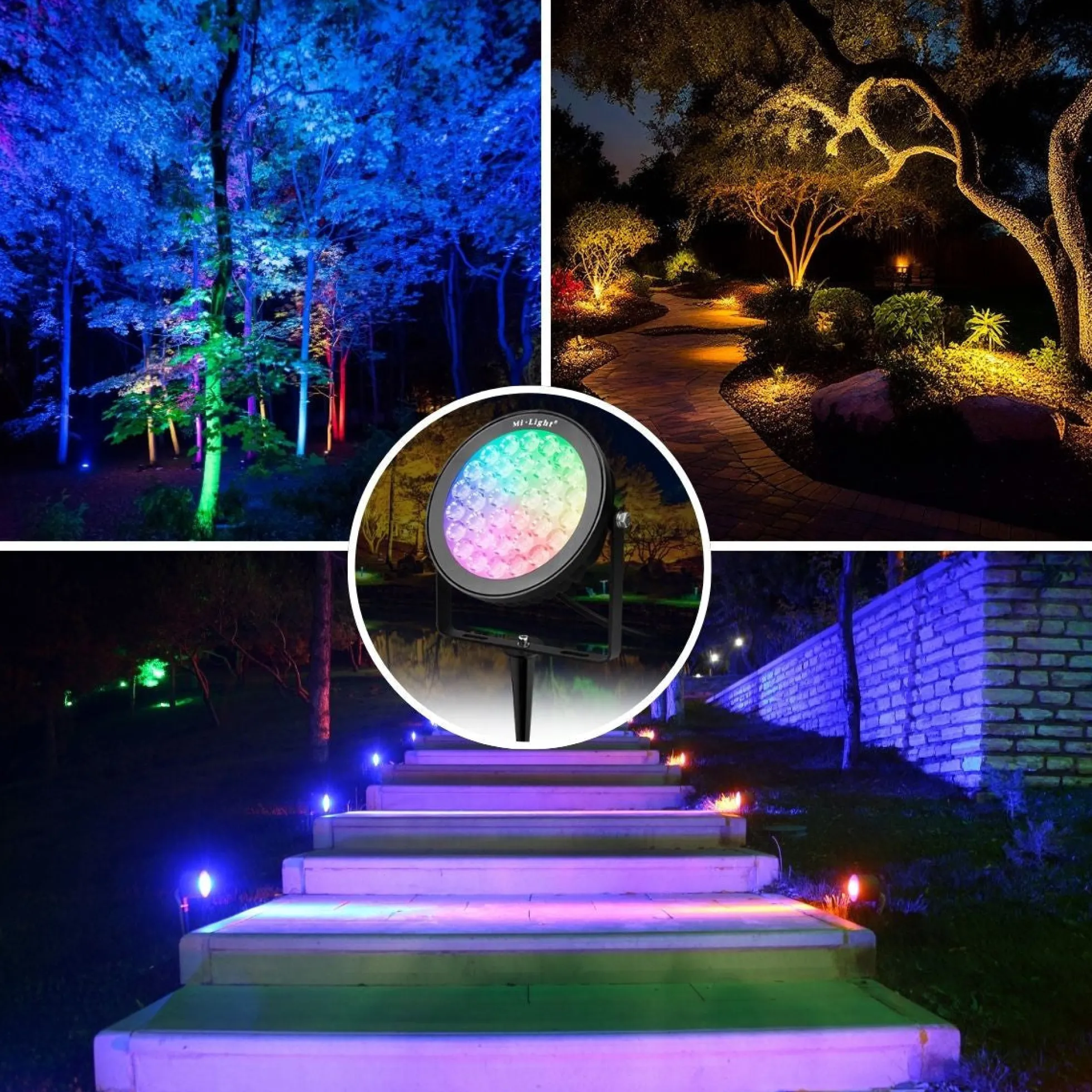 Proyector LED de jardín con pincho RGB+CCT - 25W - IP66 - RF/WiFi - Mi-Light