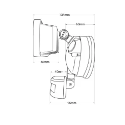 Proyector LED de pared exterior con sensor PIR 15W - 4000K - IP54